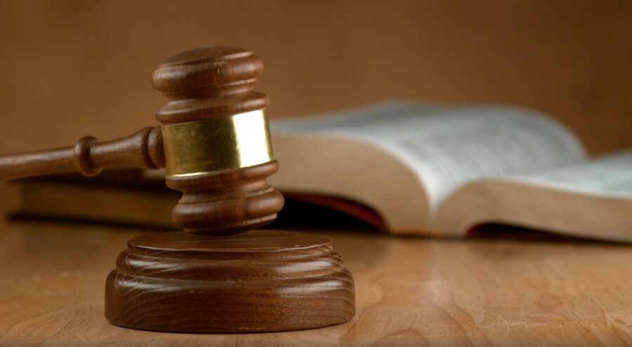 Book and gavel on a table