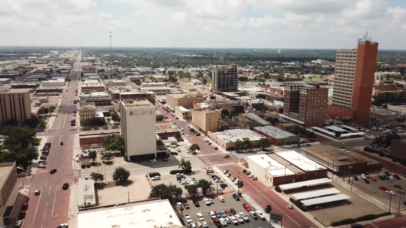 Drone shot of the Lubbock, Texas