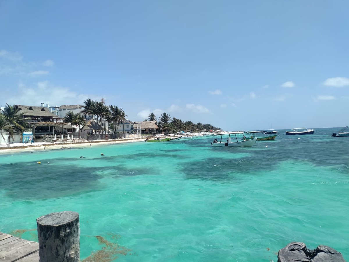 View from the dock of the beautiful beach at Azul Beach Resort