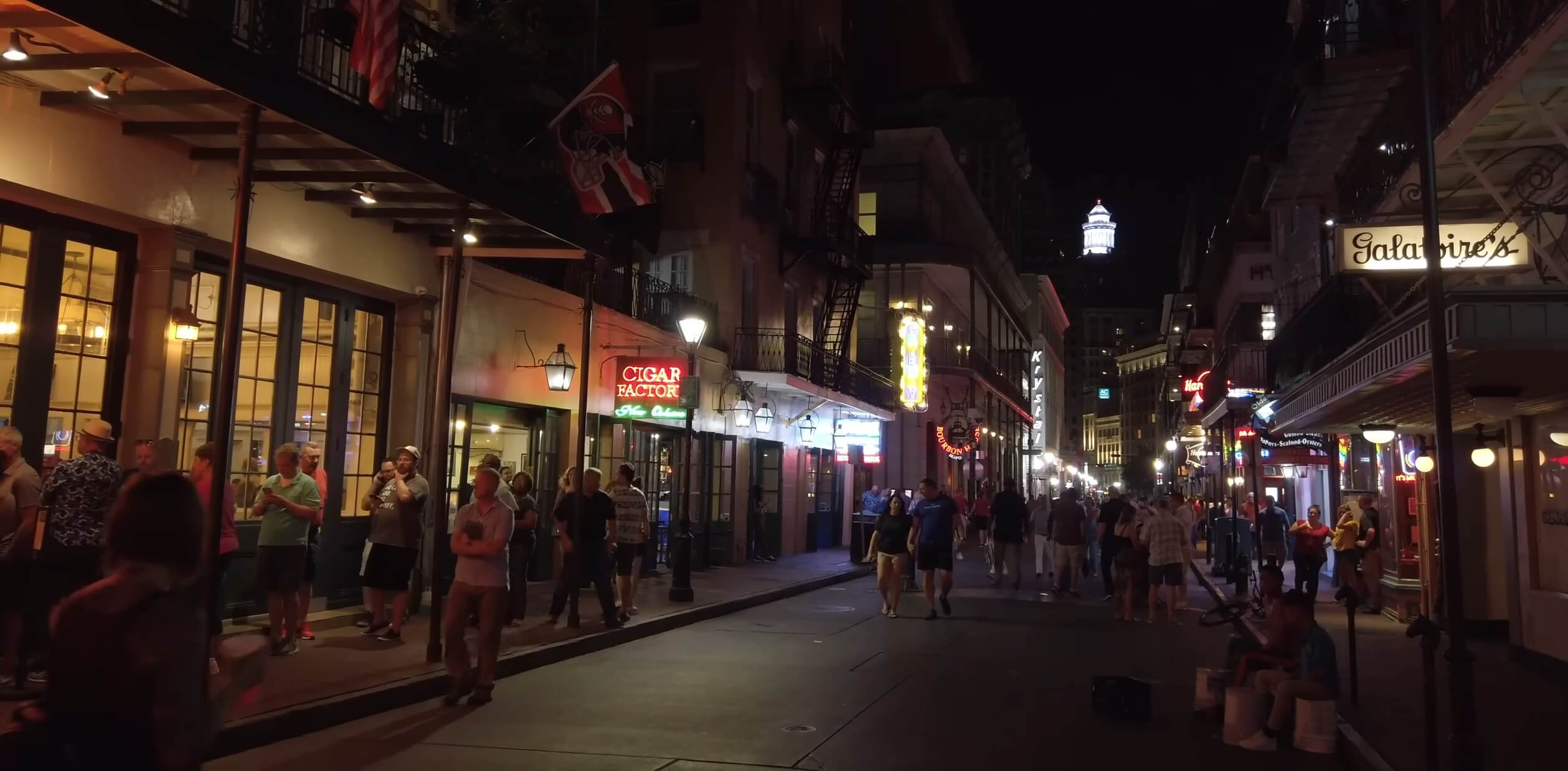 Strolling down Bourbon Street at night