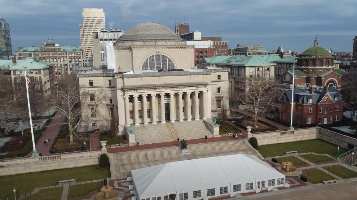 Aerial view of Low Memorial Library at Columbia University