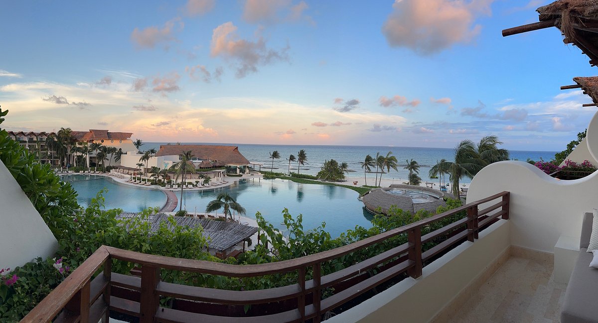 Stunning view of the Caribbean Sea from the terrace of this resort