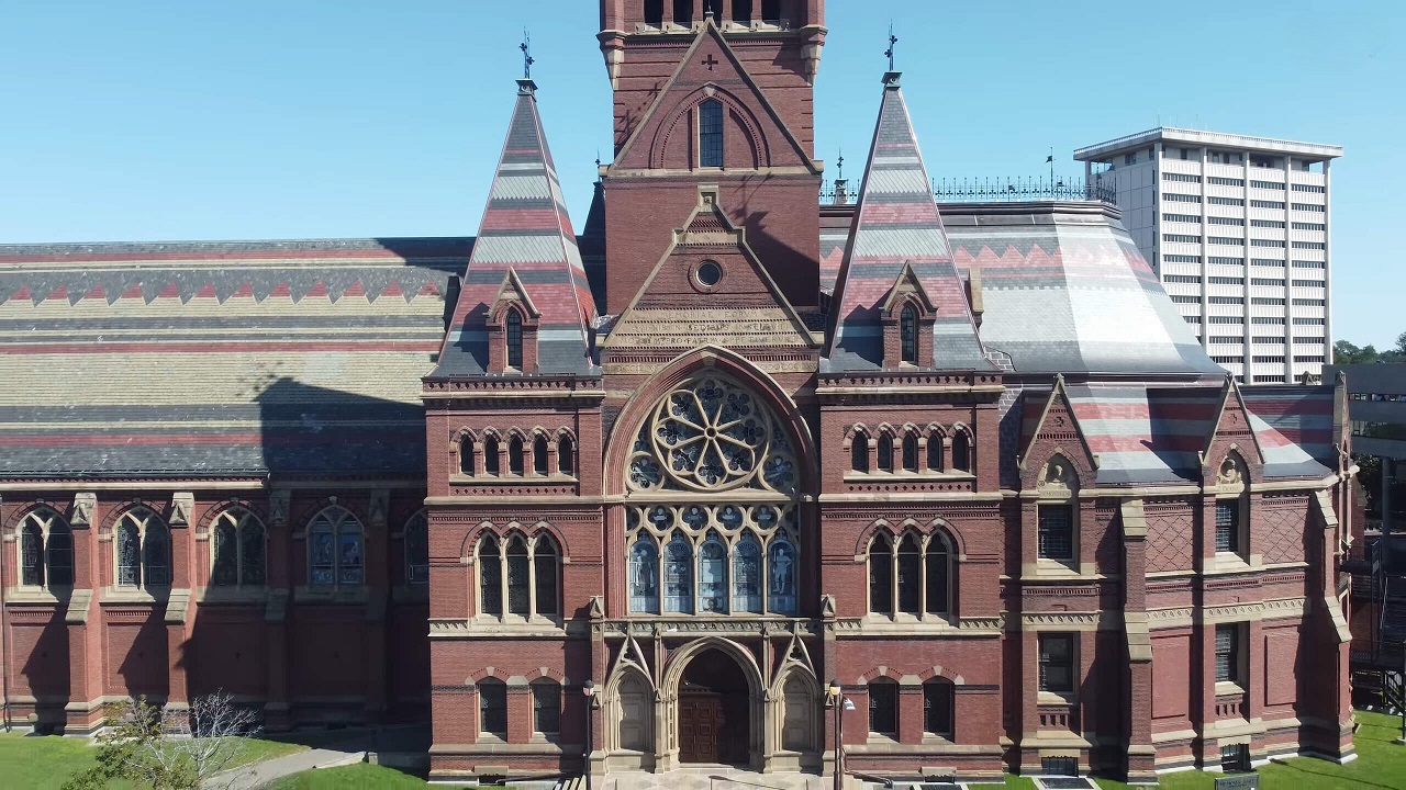 Memorial Hall located on the Harvard University campus