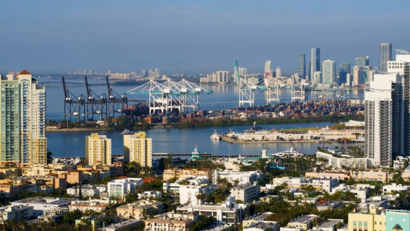 Drone view of the South Beach, Miami