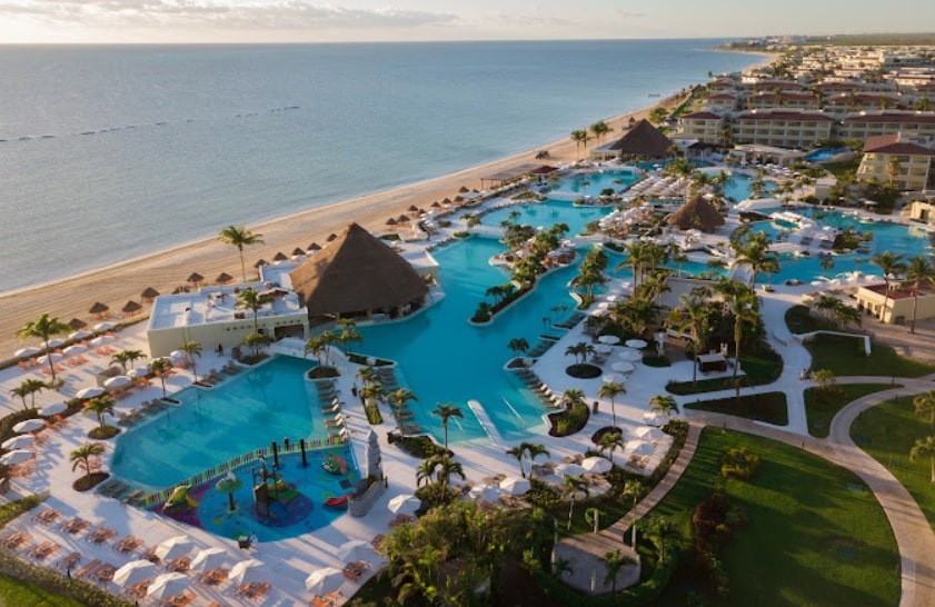 Aerial view of the pools at Moon Palace Cancun