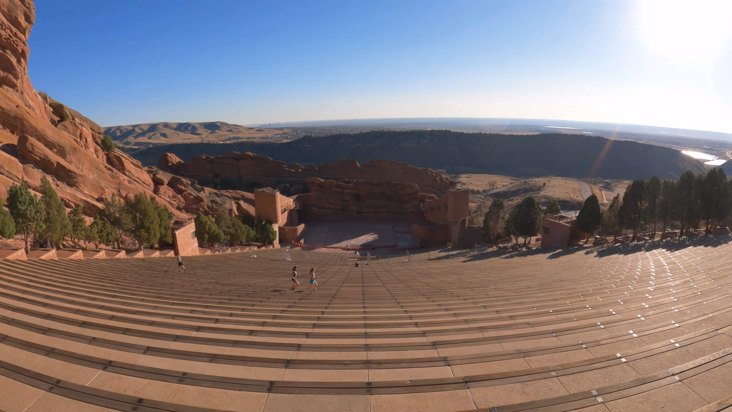 A photo from the top of the Red Rocks Amphitheatre