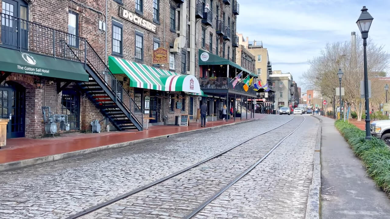 Strolling along River Street in Savannah