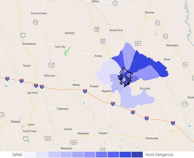 Statesboro, GA - Crime Rates graph