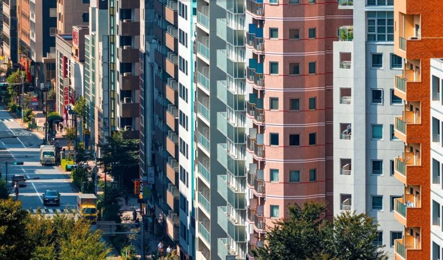 Tall buildings on a beautiful summer morning 