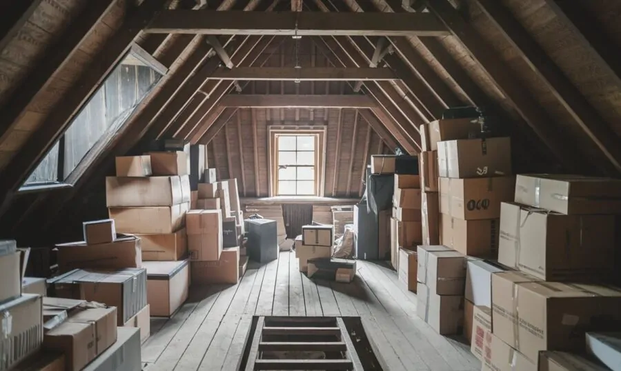 Attic full of old boxes