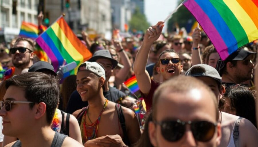 LGBTQ people participating in a parade