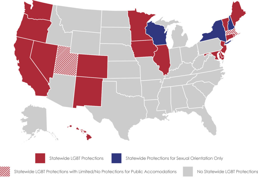 Map of States in Which LGBT Individuals Are Protected