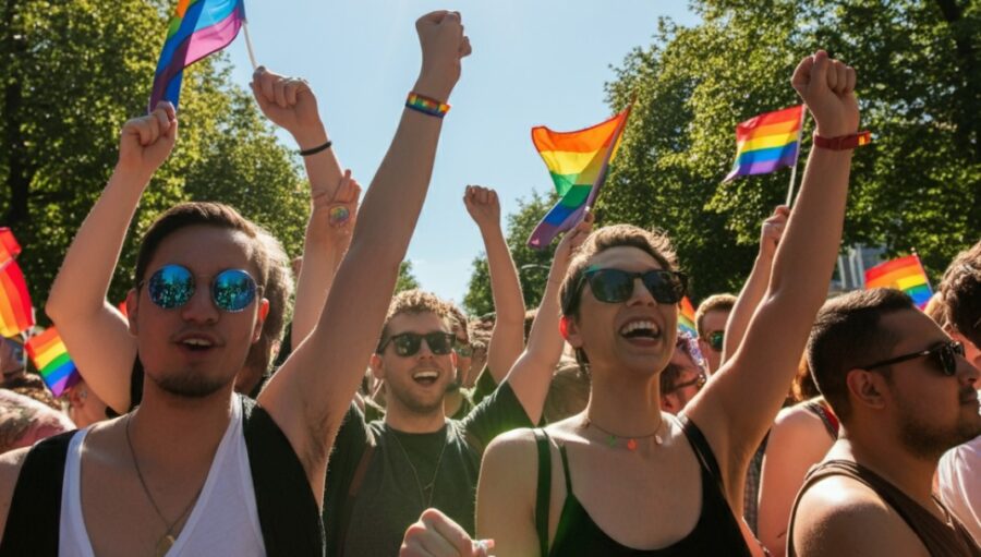 Young people at LGBT protest