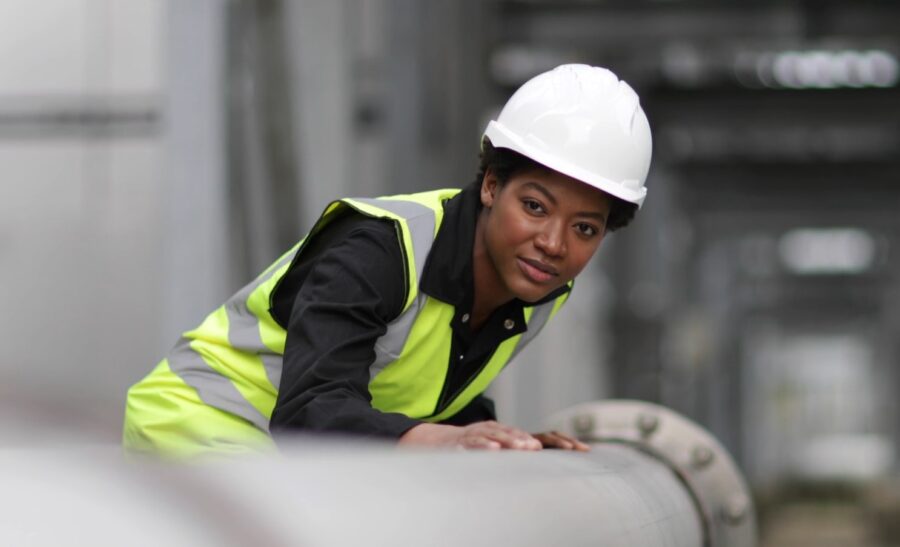 A black woman working on a construction site