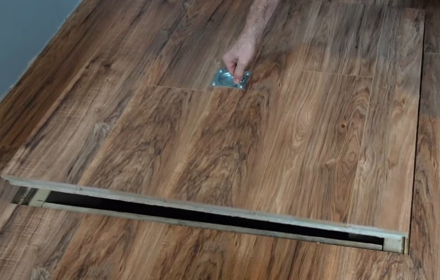 Secret storage under wooden floor