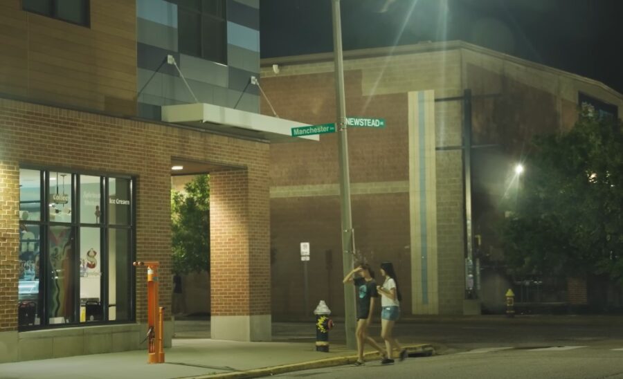 Two girls walking alone through a dangerous St Louis area