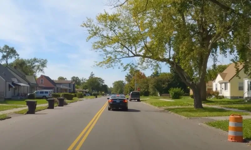 Streets of Warrendale neighborhood in Detroit 