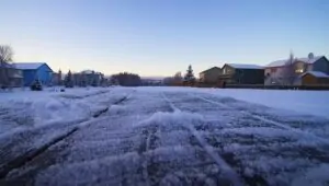 Snowy road in Anchorage, Alaska