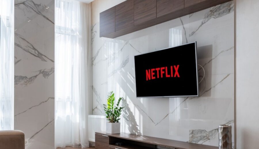 Netflix streaming on a TV in a living room