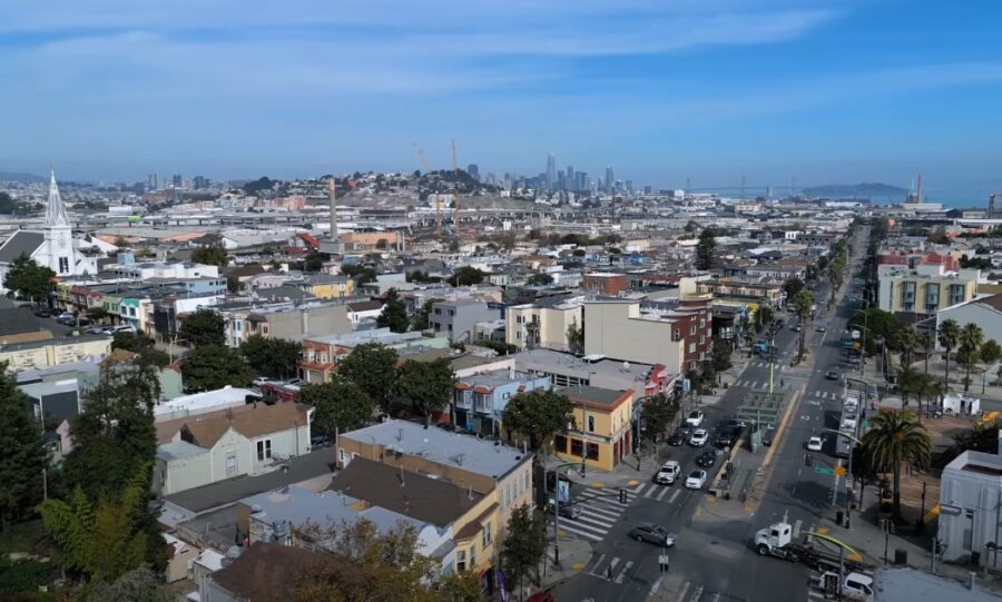 Drone view of the Bayview Hunters Point