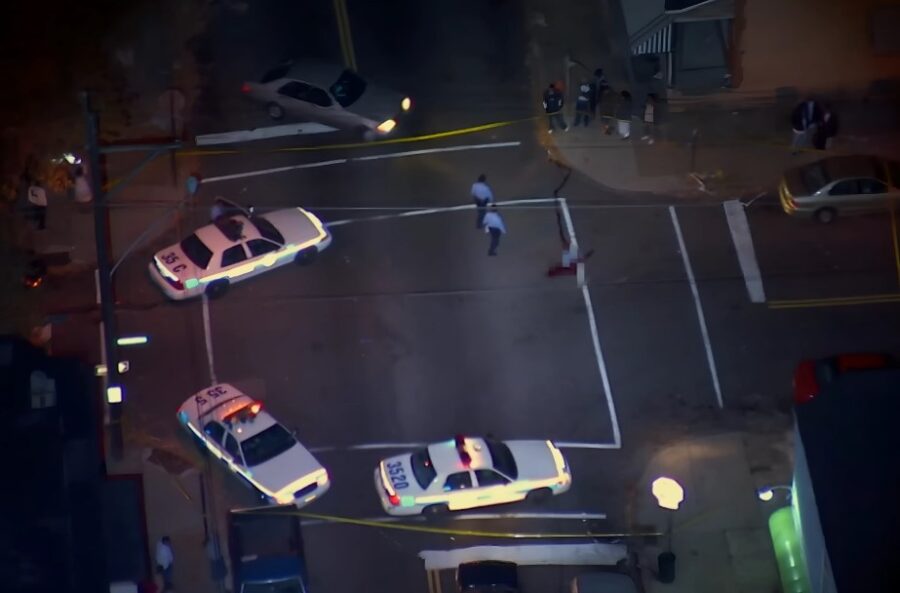 Air view of the police intervention on the Philadelphia streets