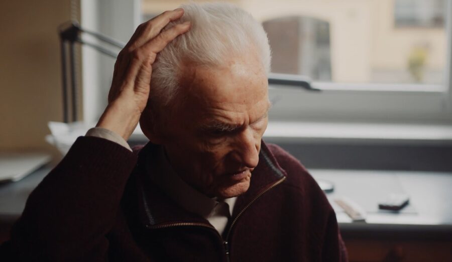 Old man trying to remember something