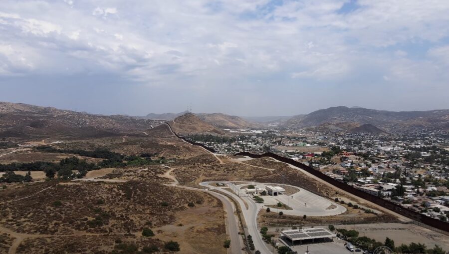 Drone view of border between Mexico and USA