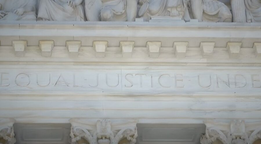 "Equal Justice Under Law" carved in stone facade