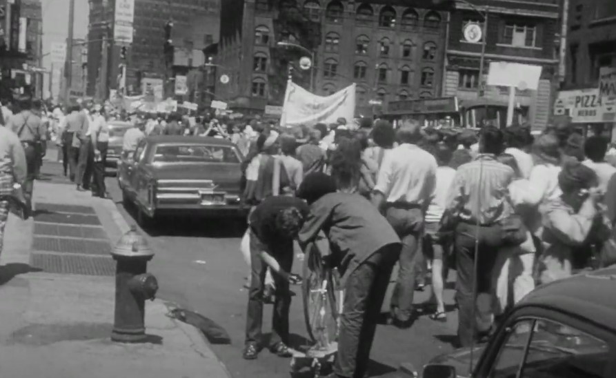 Pride parade at the Christopher Street, black and white photo