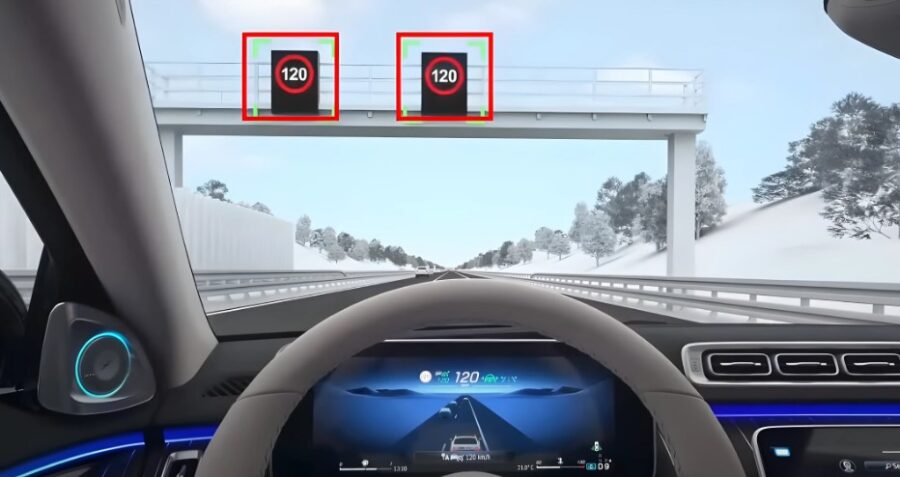 Highway speed limit displayed in a vehicle's digital dashboard