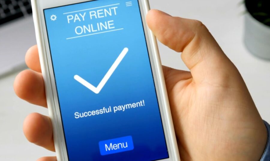 Online rent payment confirmation on a smartphone