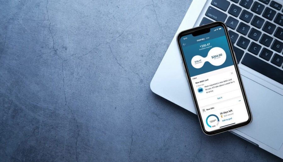 A mobile banking app displays current account balances