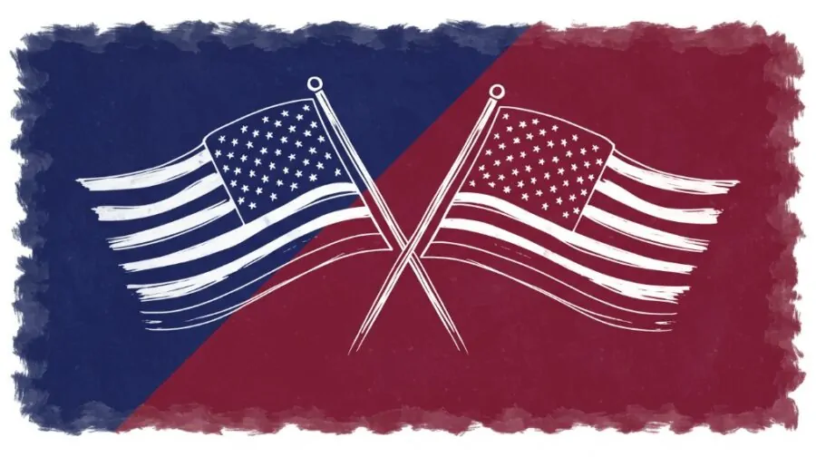 Two American flags, intertwined, a powerful symbol of unity.