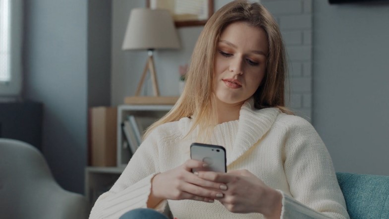 A woman on her phone