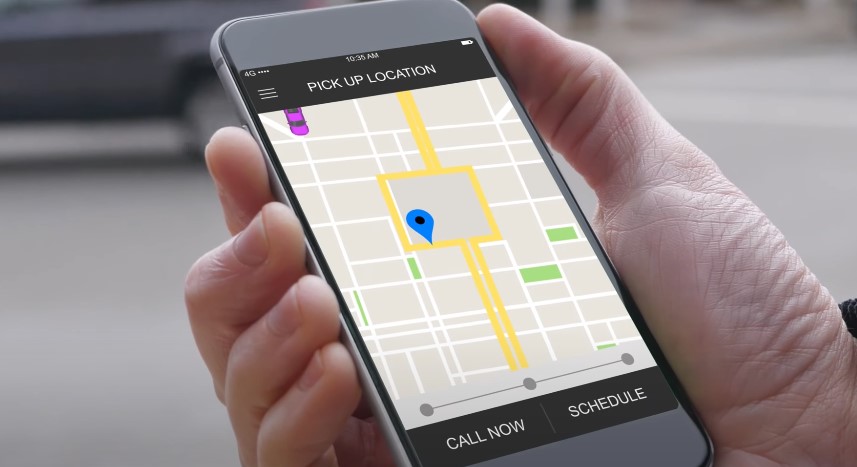 Mobile navigation app interface, clearly indicating the desired location for a ride