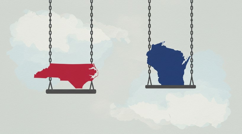 North Carolina and Wisconsin states on a swing
