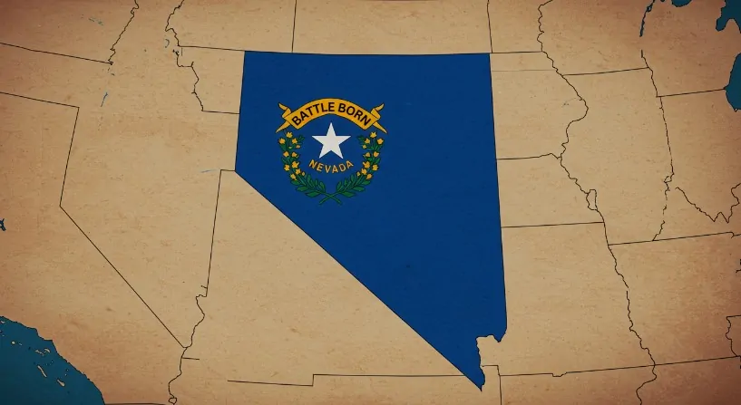 Detailed map of Nevada, highlighted within the larger United States map