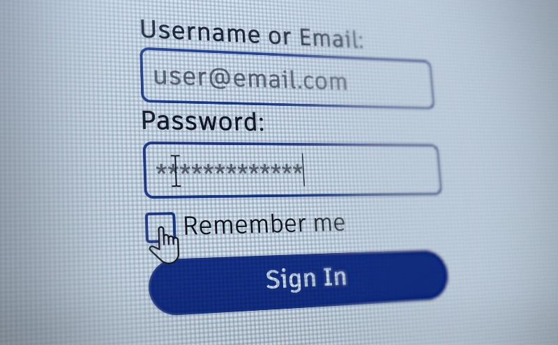 Entering username and password