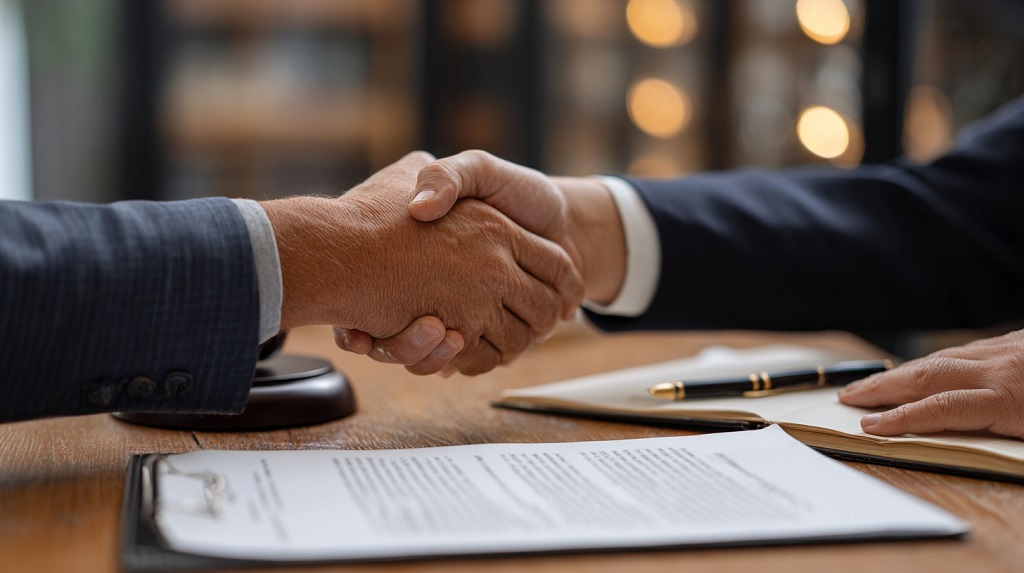 Plaintiff and defendant reaching settlement agreement before trial by signing documents