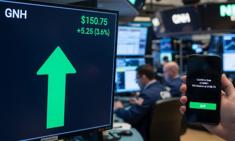 Stock market news headlines displayed on a digital screen