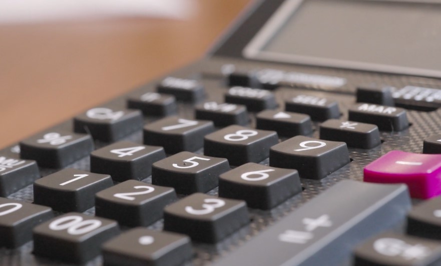 Close up photo of a calculator
