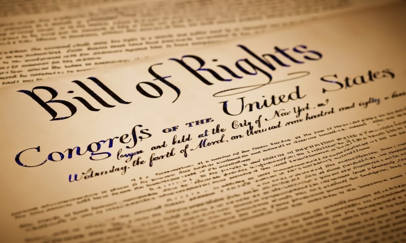 Bill of Rights document representing the Constitution of the United States