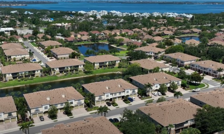 Neighborhood in Florida, drone view