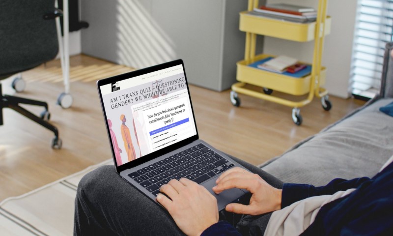 A person is taking a quiz on his laptop