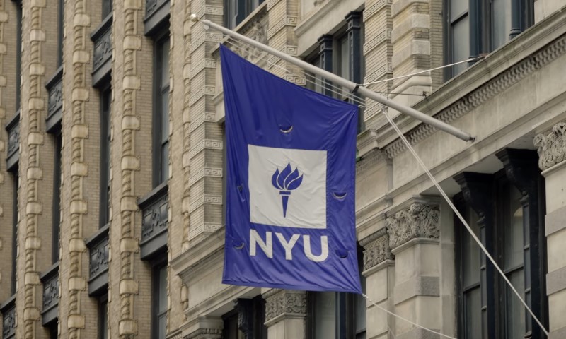 NYU's New York campus featuring iconic buildings and bustling student life in an urban setting