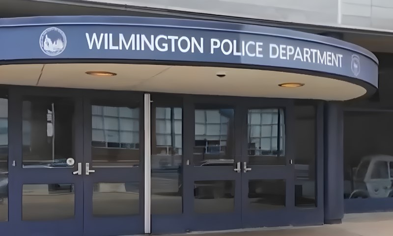 Entrance on a Wilmington police department building