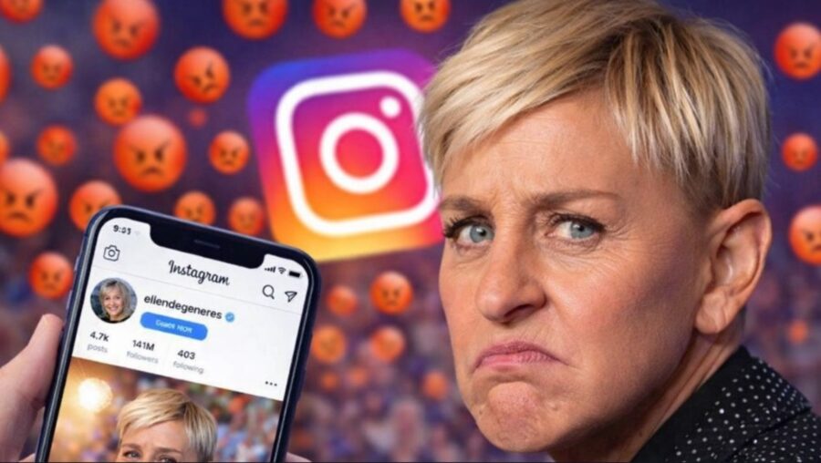 Ellen DeGeneres with an angry face
