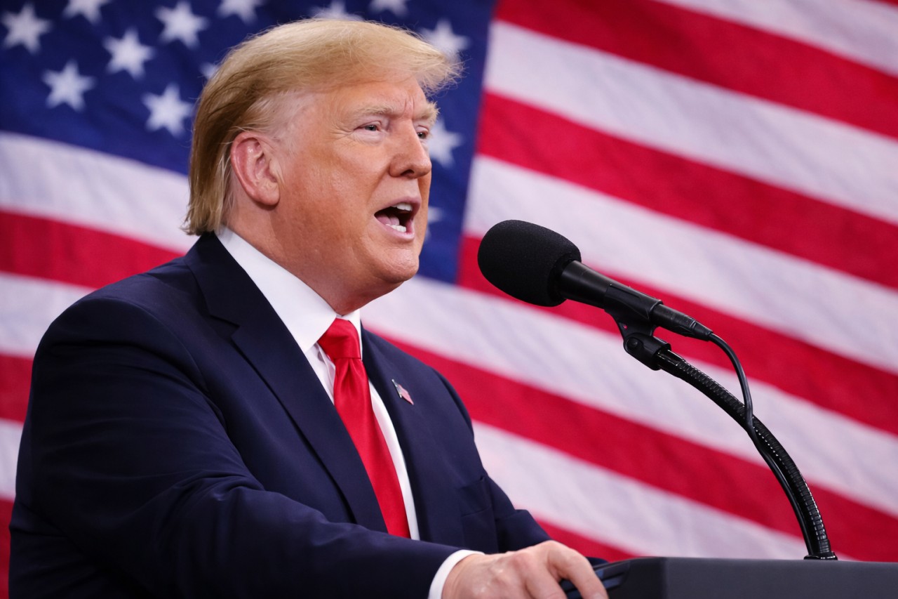 Trump having a speech