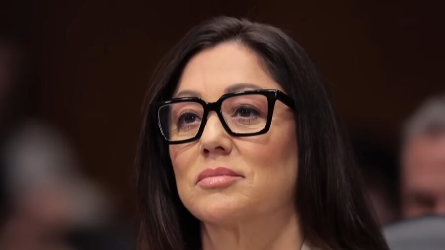 Trump Labor Secretary Lori Chavez-DeRemer looking forward during a formal hearing