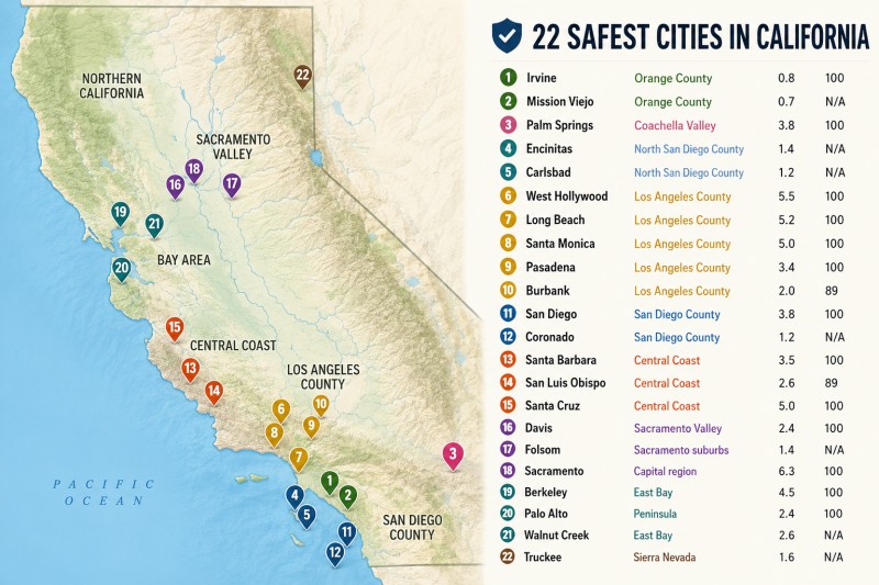 California safest cities in 2026